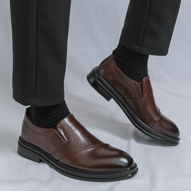 Classic Italian Style Pointed Business Leather Shoes Branded Men's Casual Leather Shoes Comfortable Non Slip Sole Driving Shoes