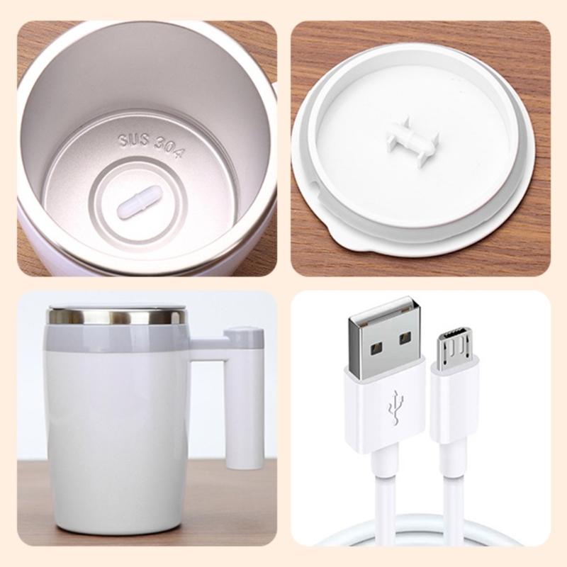 Magnetic Automatic Stirring Coffee Mug Stainless Steel Rechargeable Mixing Cup with Temperature Display for Beverages