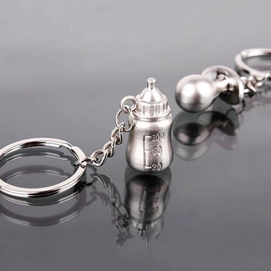 Baby Feeding BOTTLE Metal KEY CHAIN Ring Keychain NEW
