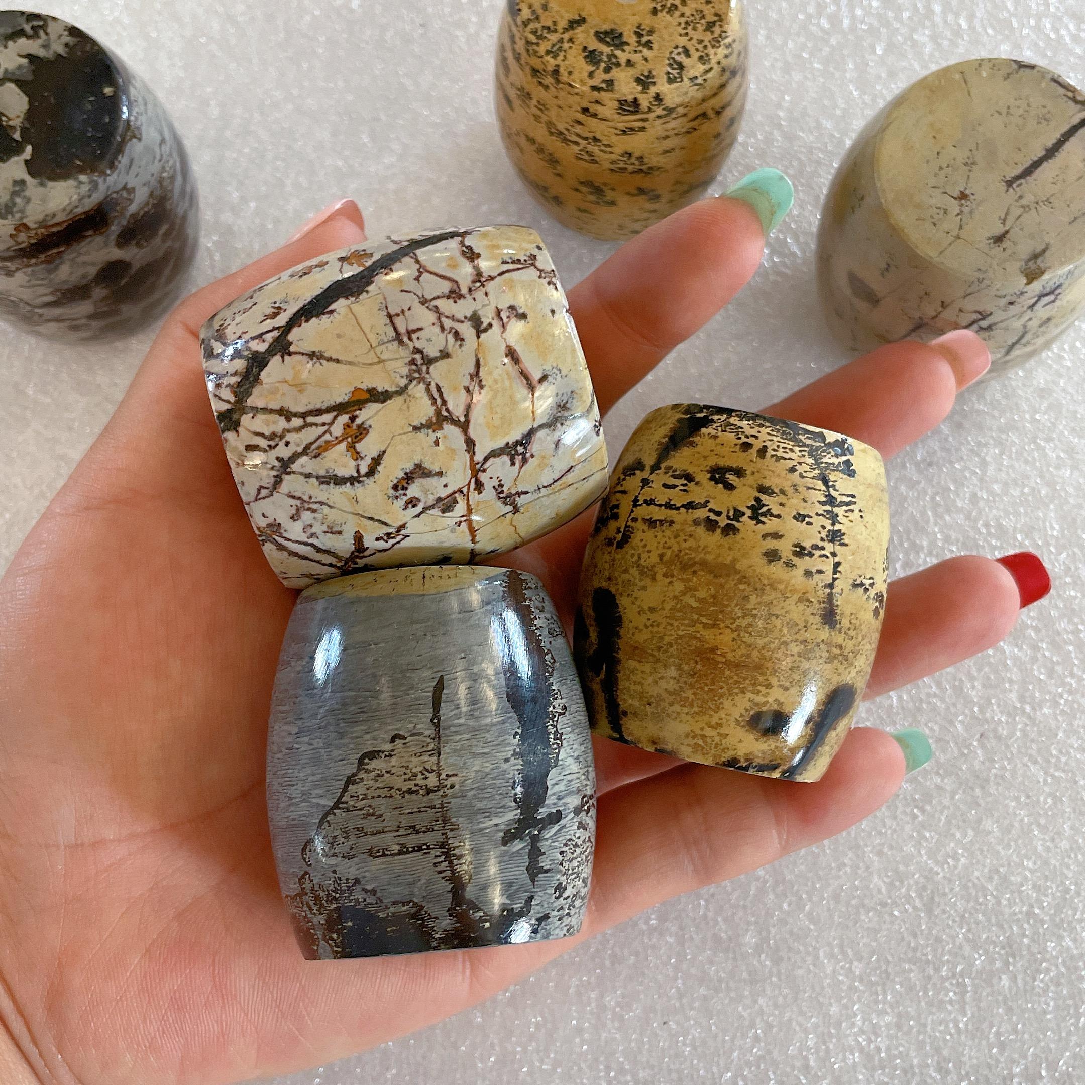 Picture Jasper Crystal Crafts Unique Natural Crystal Healing Stone Ornament Decoration Vintage Style (as the picture,One Size(about 45mm))