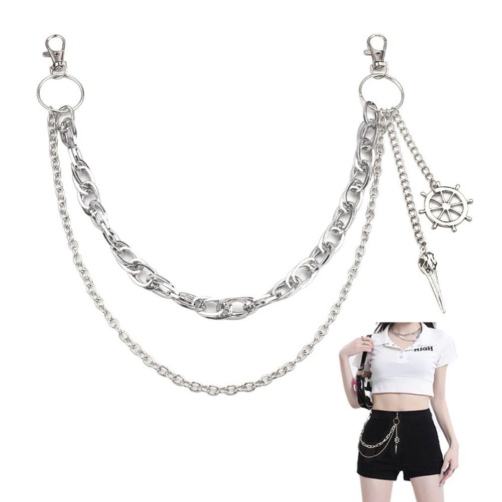 Punk Rock Waist Chain Metal Pants Belt Chains Fashion Pendant Pant Chain  for Men Women