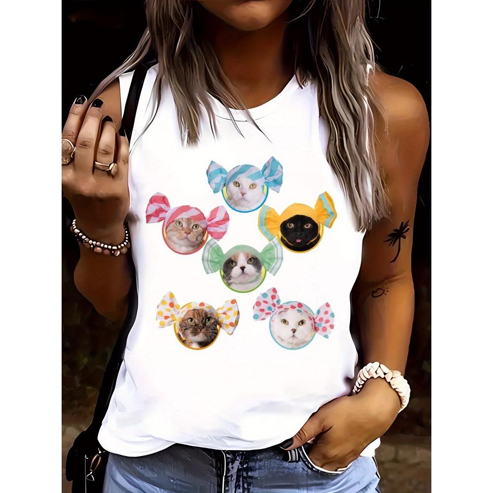 Religious Cross Print Women's Tank Top Summer Daily Casual Women's Sleeveless T-shirt Urban Street Ladies Fashion Tank Top