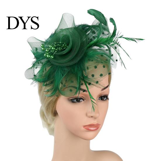 Pillbox Hat Imitation Pearls Decor Sweet Fascinator with Headband Faux Bridal Headwear Feather Flower Mesh Shape Party Headgear Photograph Props