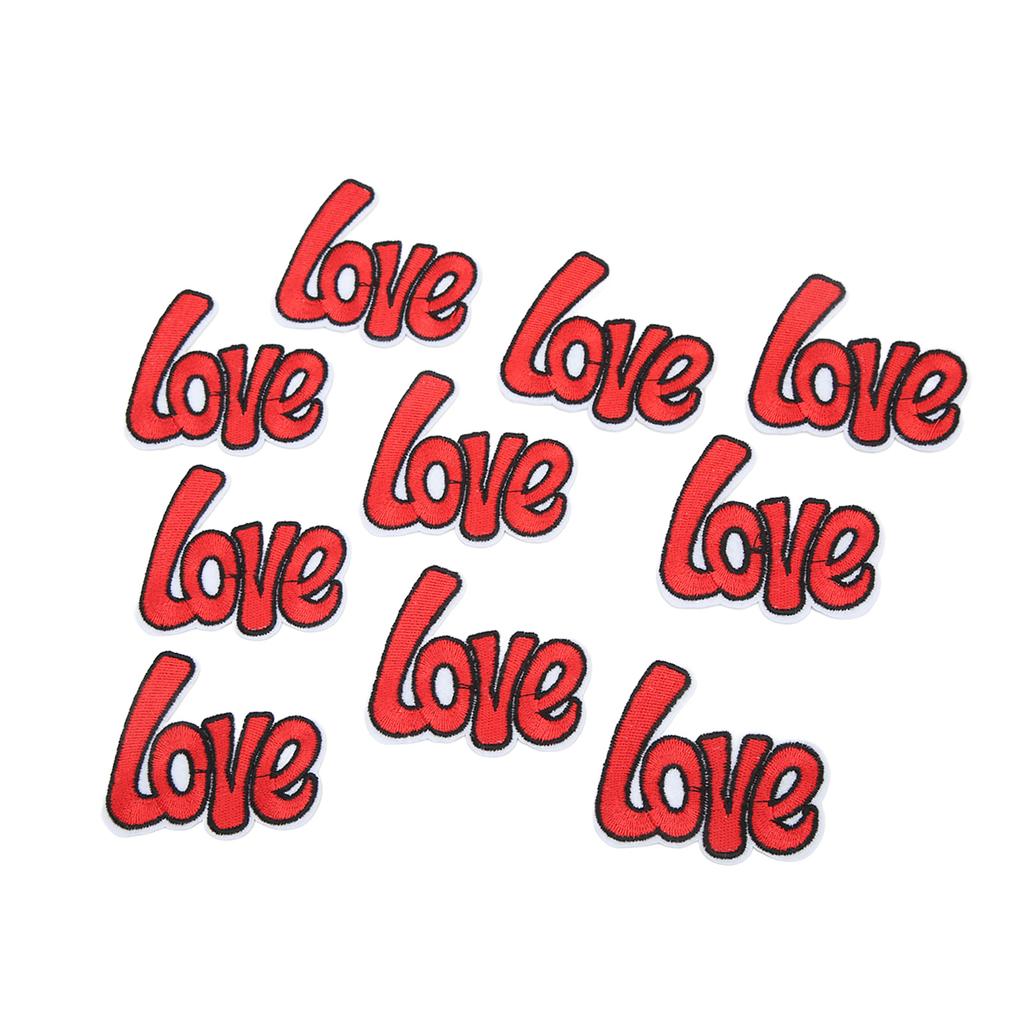 10Pcs Love Embroidered Patch Fine Embroidery Shading Blemishes Damage DIY Love Patches for Clothes