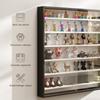 Wall-Mounted Display Case, 6 Adjustable Shelves, 2 Sliding Glass Doors, 80 x 9.5 x 83 cm