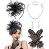 5Pcs Fascinators Hat for Women Tea Party Veil Mesh Headband Feather Hat for Women Veil Tea Party Hats
