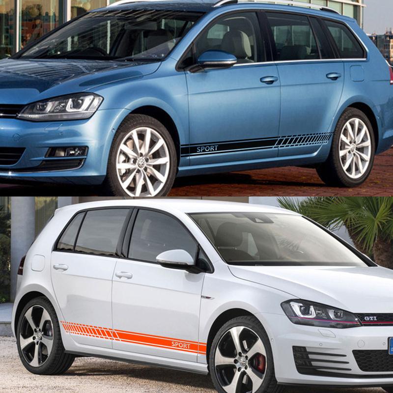 Car Door Side Stickers for Volkswagen GOLF 4 5 6 7 Racing Sport Stripes Styling Vinyl Film Decor Decals Auto Tuning Accessories