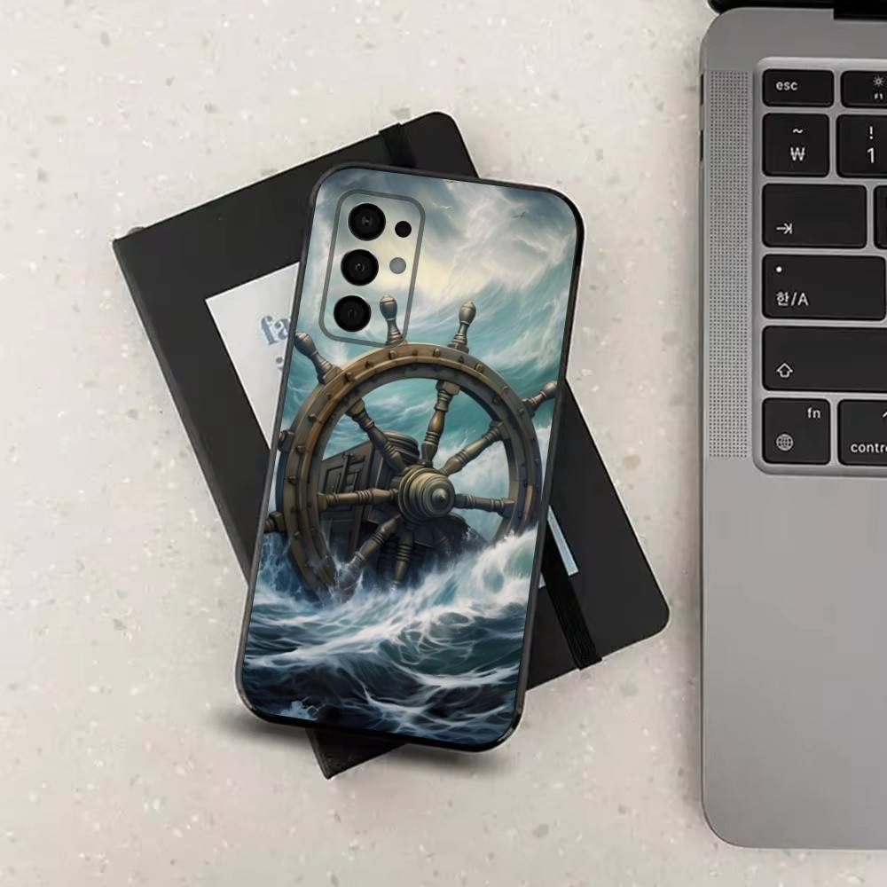 Schiffsrad Meeresanker Für Samsung Galaxy A73, J7, 22, Note, 72, 41, 31, 8, 9, 52, 71, 53, 32, Weiche Schwarze Silikonhülle Case