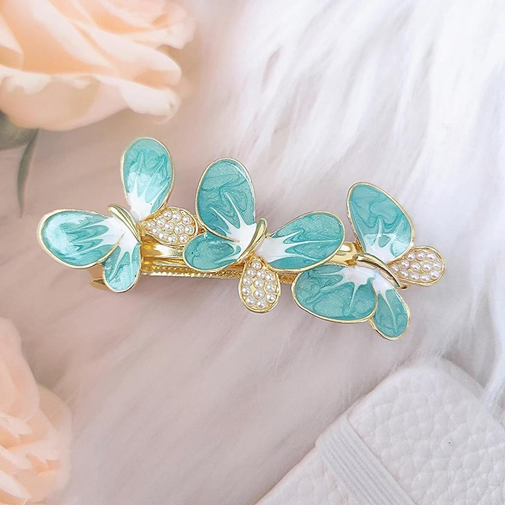 Elegant Pearl Spring Clip | High-Grade Floral Hairpin for Women