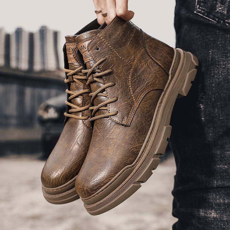 Winter Warm Plush Men's High-top Shoes Outdoor Hiking Shoes Cold Resistant Men's Ankle Boots Formal Short Boots Free Delivery