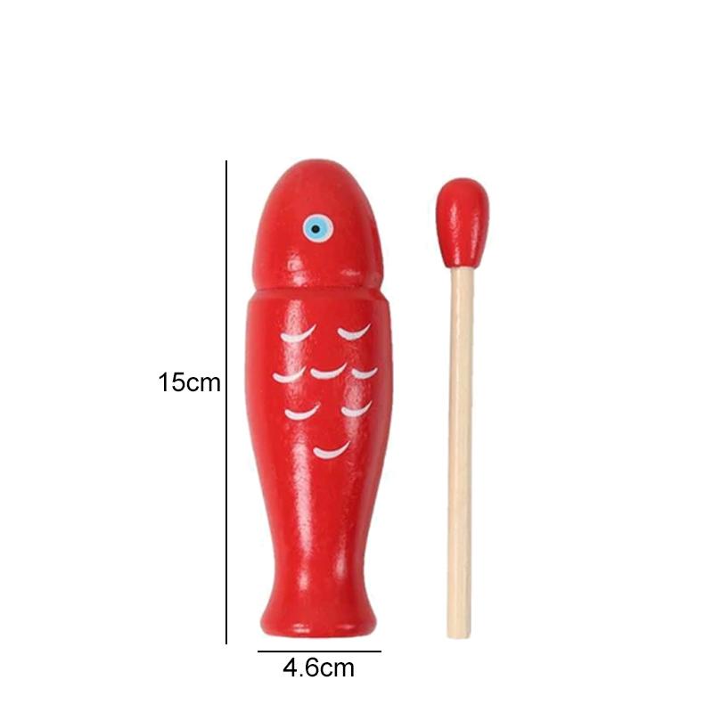 Holzfisch Orff Schlaginstrument Musikinstrument Einzeltonrohr Zweiton-Holzblock Einfach zu bedienen Anfänger Rhythmus TMZ