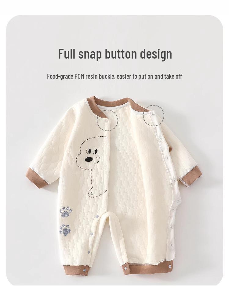 Anyang Baby Bodysuit: Three-Layer Warm, No-Bone Design, Air Cotton Newborn Crawling Suit