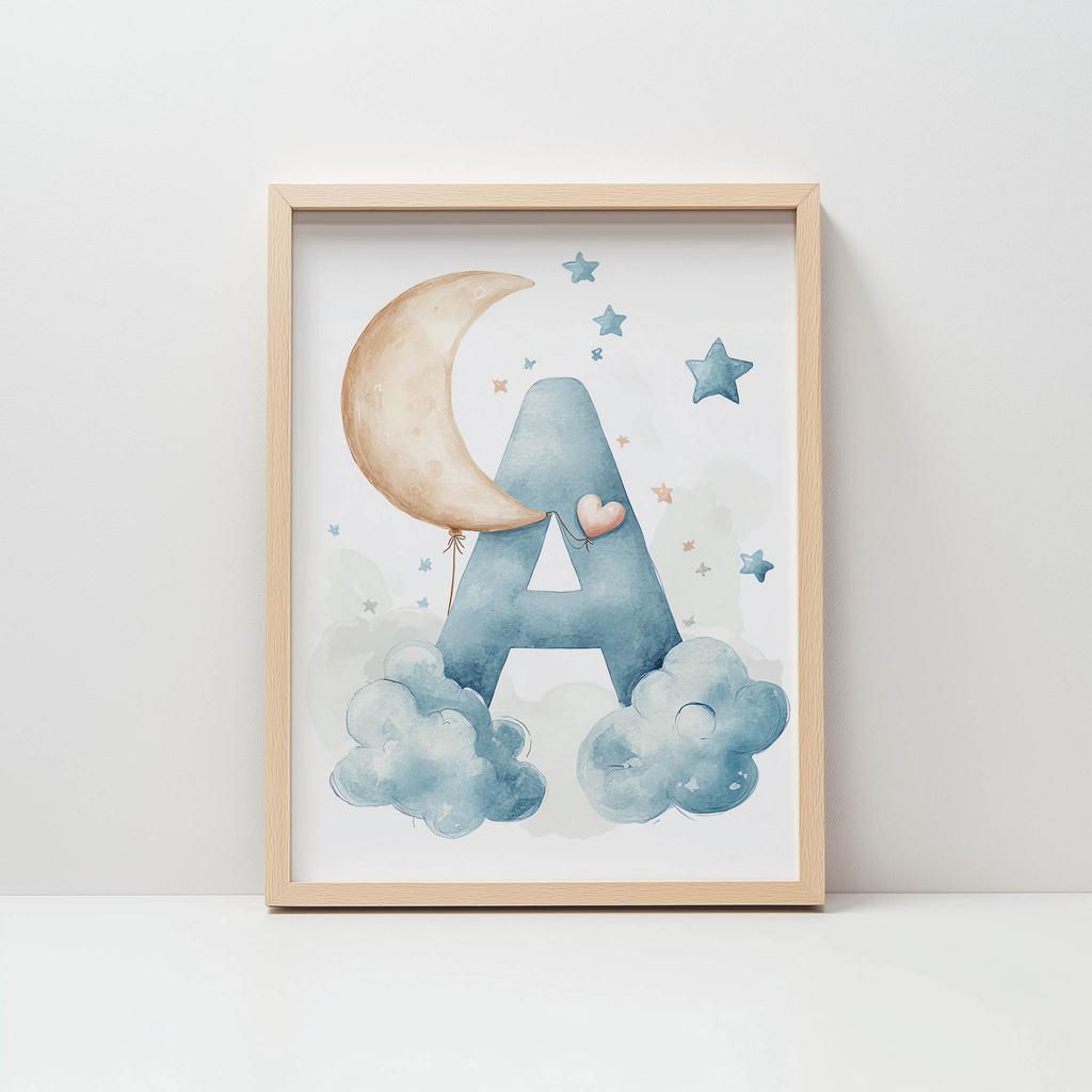 Plakat Litera "A" W Chmurach Plakat Litera "A" W Chmurach, 30X40 Cm, Bez Ramy, Płótno Premium Na Blejtramie