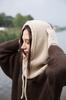 Balaclava woolen ribbed weave beige