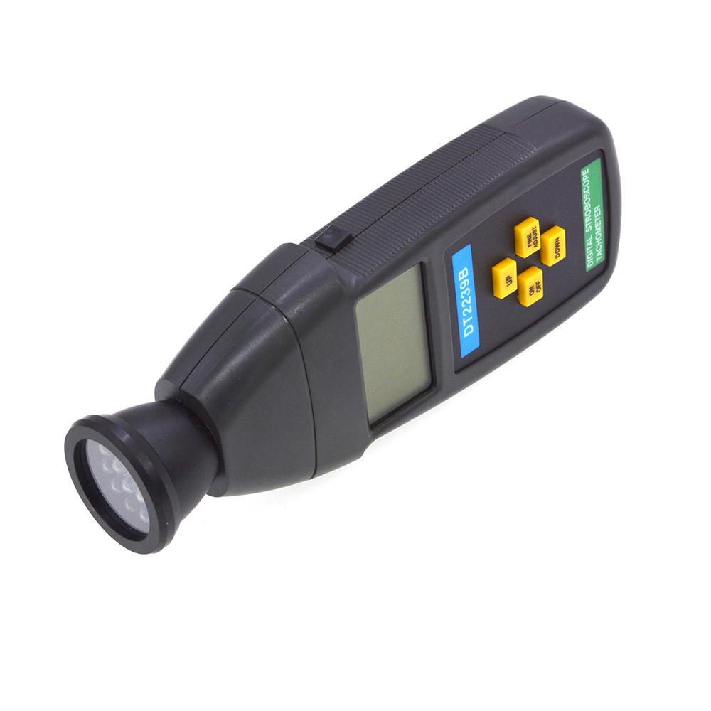 DT2239B Digital LCD Non-Contact Flash Stroboscope Tachometer Photoelectric Revolution Meter Speedometer Tester 60~19999RPM