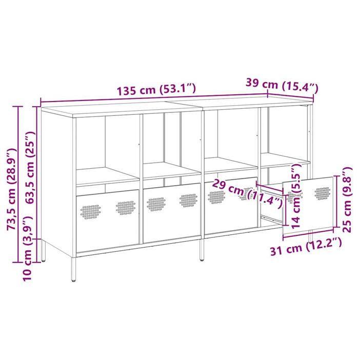 VidaXL Buffet Pink 135x39x73,5 Cm Cold-rolled Steel, Storage Furniture, Kitchen Storage Furniture, Furniture of 3307162