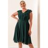 Chiffon Plus Size Dress With Collar Flounce