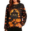 Women's Casual Halloween Print Raglan Long Sleeve Neck Sweatshirt Top