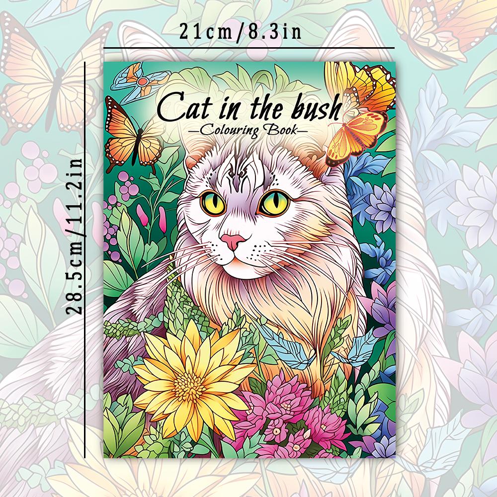 

1 шт., Книга-раскраска для кошек, Книга-раскраска для подростков, 30 различных узоров, Плотная бумага 100 г/м², Снятие стресса, Подарок на день рождения