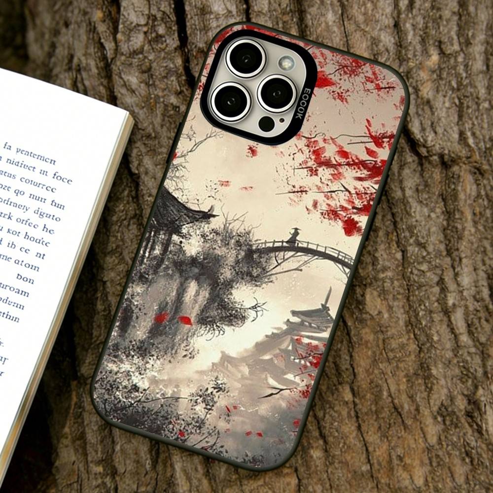 Classical Chinese Landscape Phone Case For iPhone 17,16,15,14,13,12,11 Plus,Pro Max,XS,Colorful Silver Phone Case Funda Cover