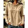 Women S Long Sleeve Hooded Sweatshirt Casual Solid Color With Pockets
