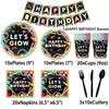 New Neon Theme Party Supplies Birthday Decoration Party Venue Layout Props Birthday Flag Spiral Tablecloth