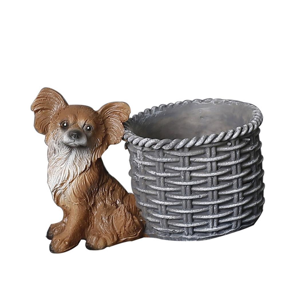Dog Sculpture Flowerpot Decoration Puppy Figurine Plant Container Flower Basket for Gardens Yard Patios Office Home