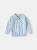 Girls' Korean Style Knit Polo Collar Sweater Pullover - Solid Color, Versatile Half-Button Design