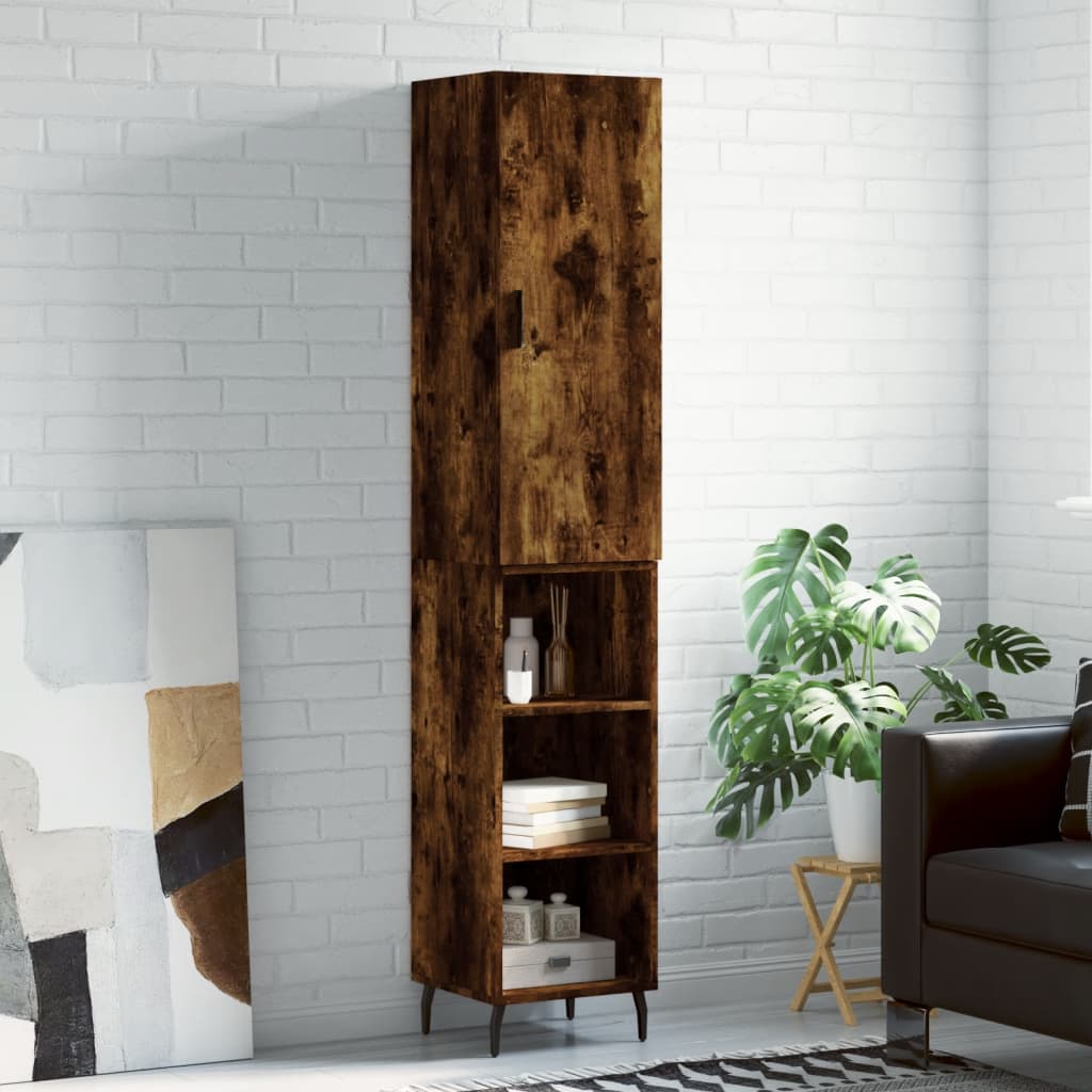 Vidaxl Tall Cabinet, Smoked Oak, 34.5X34X180 Cm