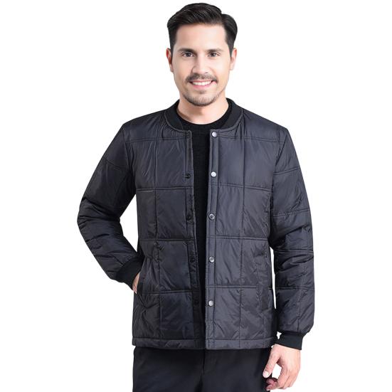 Giacca Piumino da Uomo Autunno Inverno Collo Alto Manica Lunga Velluto Ispessito Cappotto di Cotone con Tasche Tinta Unita Trapuntato Capispalla