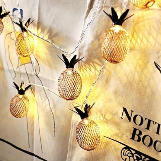 Pineapple Solar String Lights - BIMEE 11.5FT 10LED Waterproof Solar Powered Fairy String Lights Hanging Lights for Outdoor Garden Patio Landscape