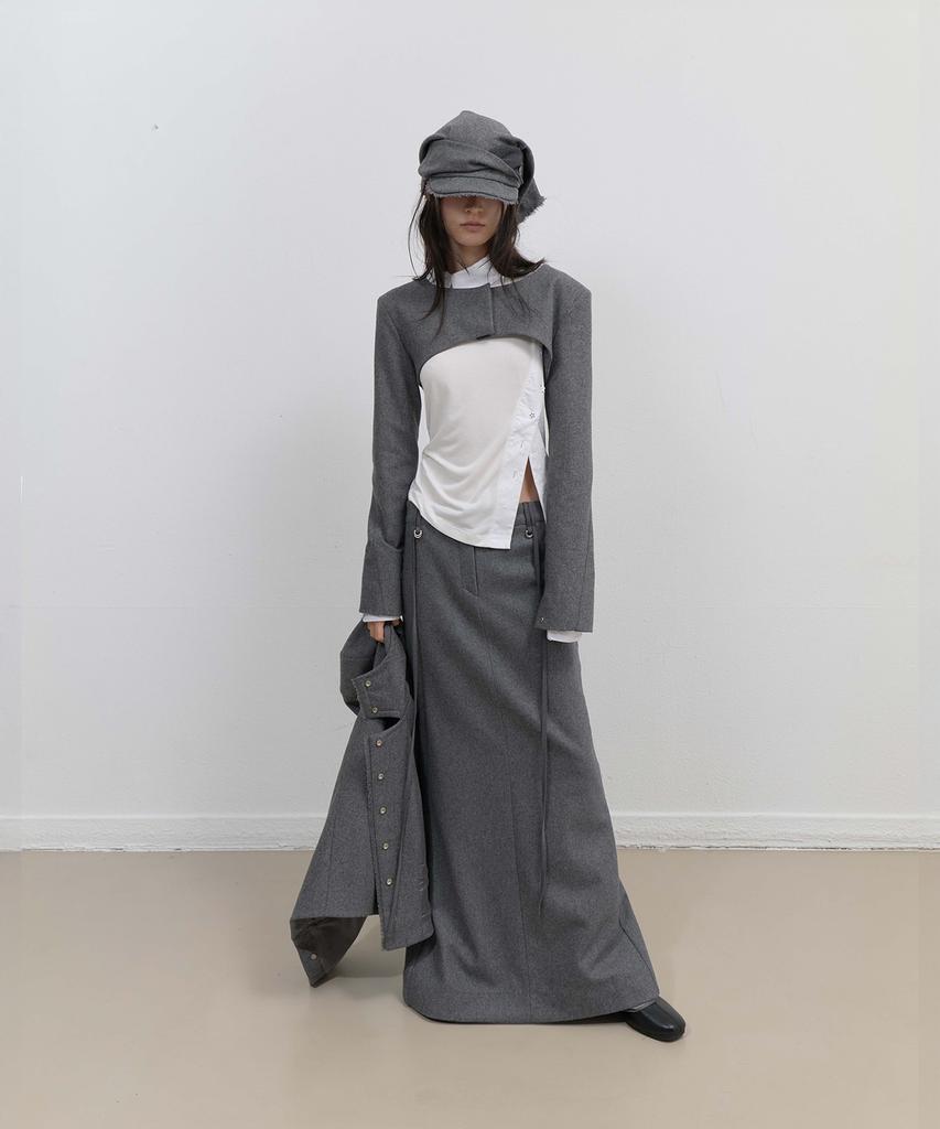 Ohos Layered Wool Skirt / Gray