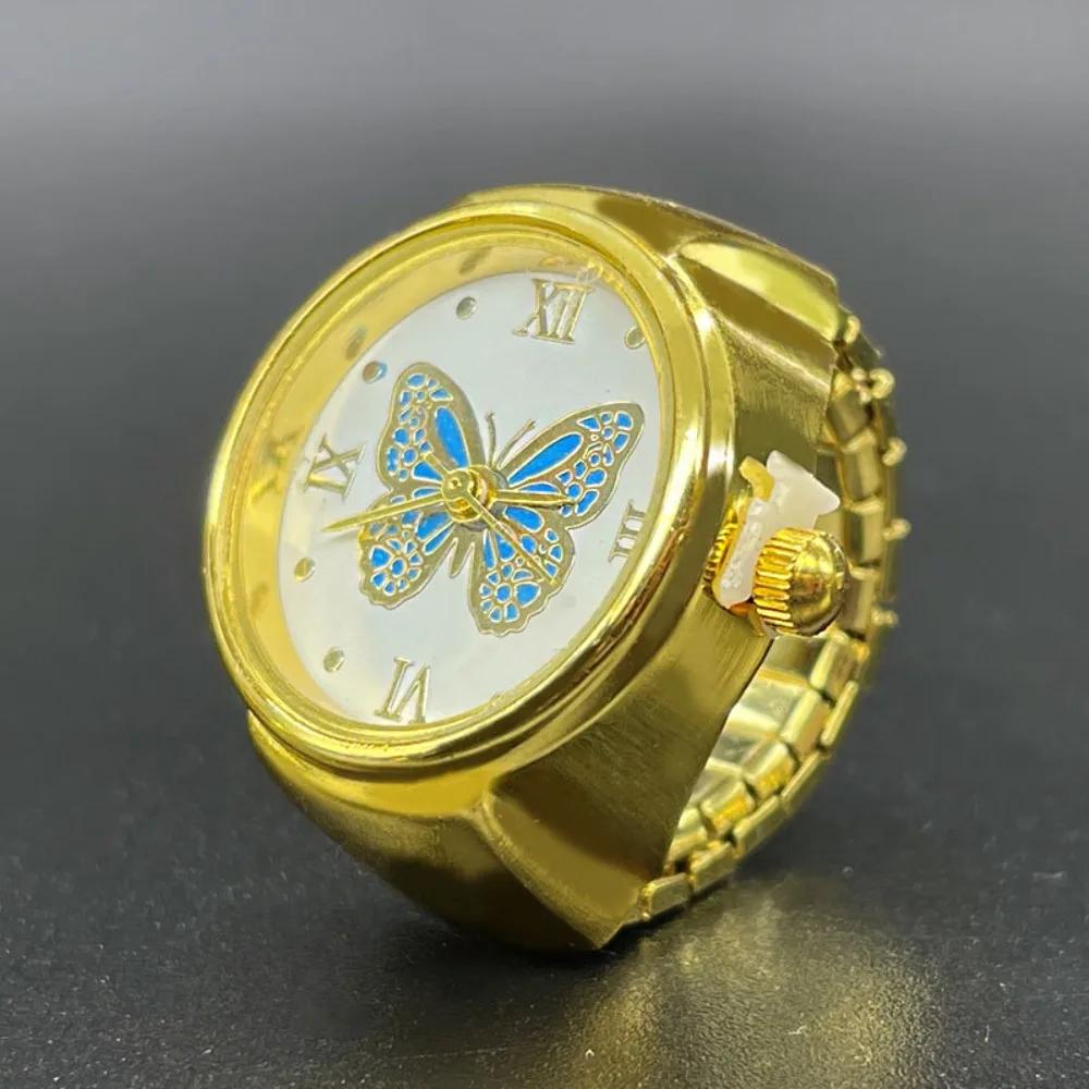 Butterfly Finger Ring Watch Creative Mini Trend Simple Versatile Fashion Time Men and Women Couple Ring Watch Pocket Watch