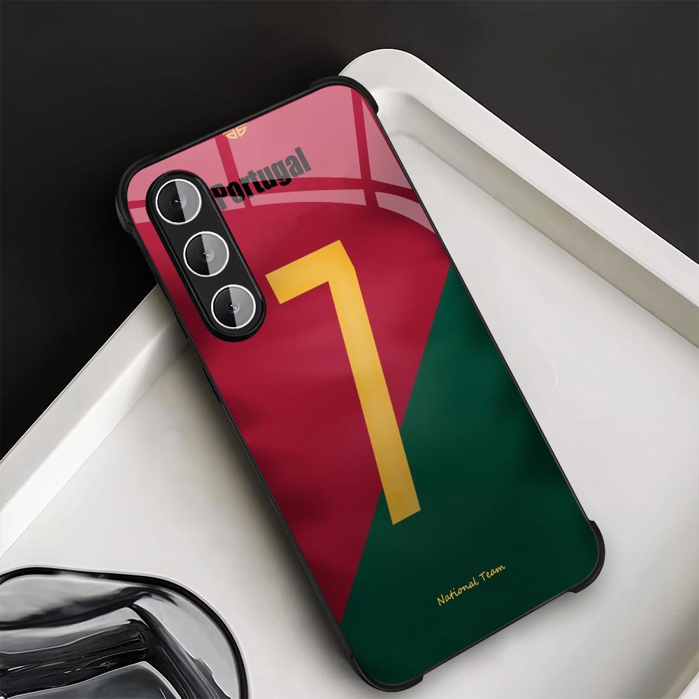Portugal No. 7 Football fashion phone cases s26 ultra case glass for Samsung Galaxy S26 S25 S24 S23 S22 FE Ultra Plus