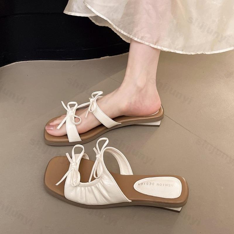 Fashion Woman Slippers Summer 2025 Outdoor Beach Slipper Comfortable Fashion Butterfly-Knot Wedges Elegant Women Shoe Sandalias De Mujer