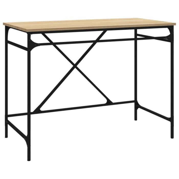 VidaXL Bureau chêne sonoma 100x50x75 cm bois d'ingénierie et fer 826720