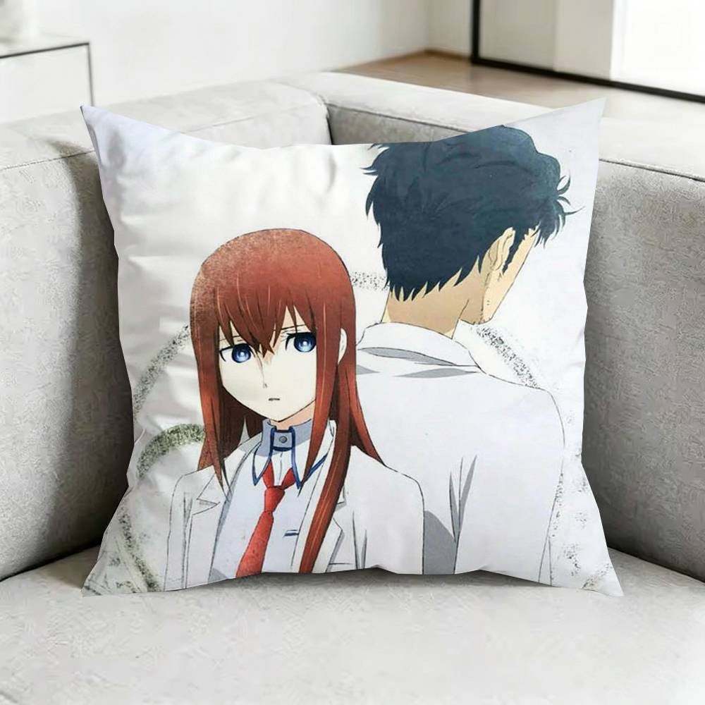 Steins GGate Anime Pillow Case Square DoubleSided Sofa Cushion Cover Bedroom Bedside Pillow Gift
