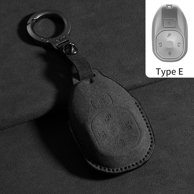 Leather Car Key Case Protective Cover for GAC Trumpchi S7 2025 2026 Remote Key Box Synthetic Suede Protection Shell Keychain
