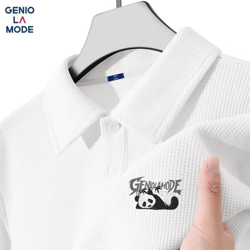 

GENIOLAMODE Men s Waffle Knit Polo Shirt L