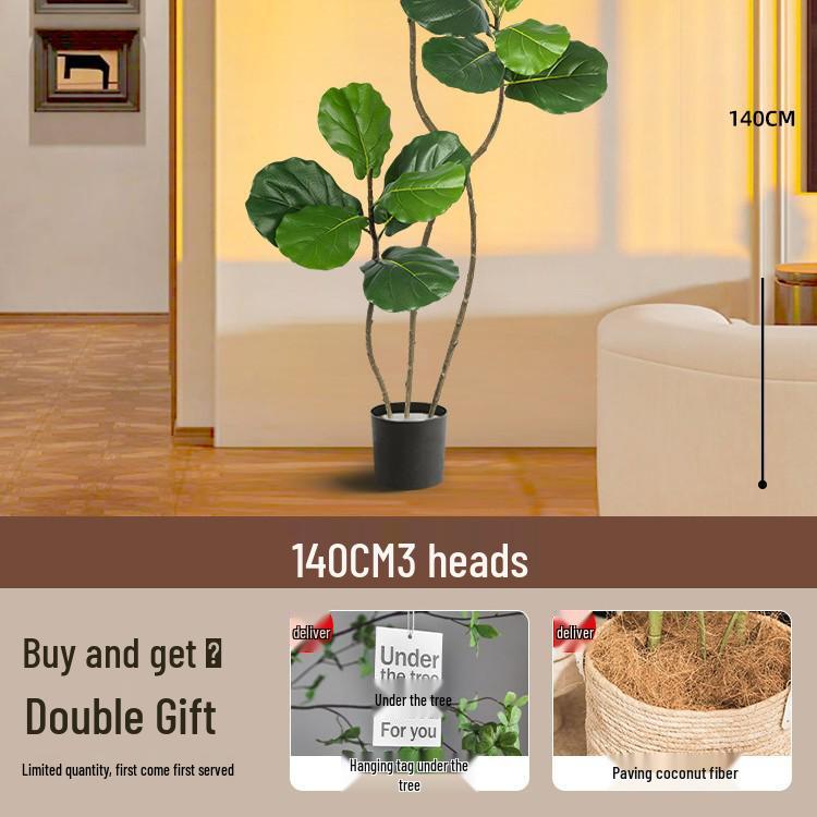 Large Potted Fiddle-Leaf Fig: Luxury Faux Green Plant for Living Room Decor