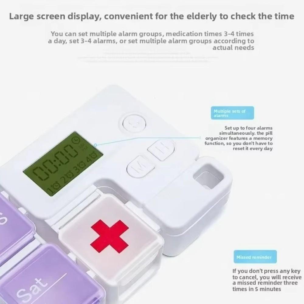 Large Capacity Smart Pill Case 7 Lattice Reminder Travel Medicine Box Colorful Weekly Pill Organizer Pill Storage