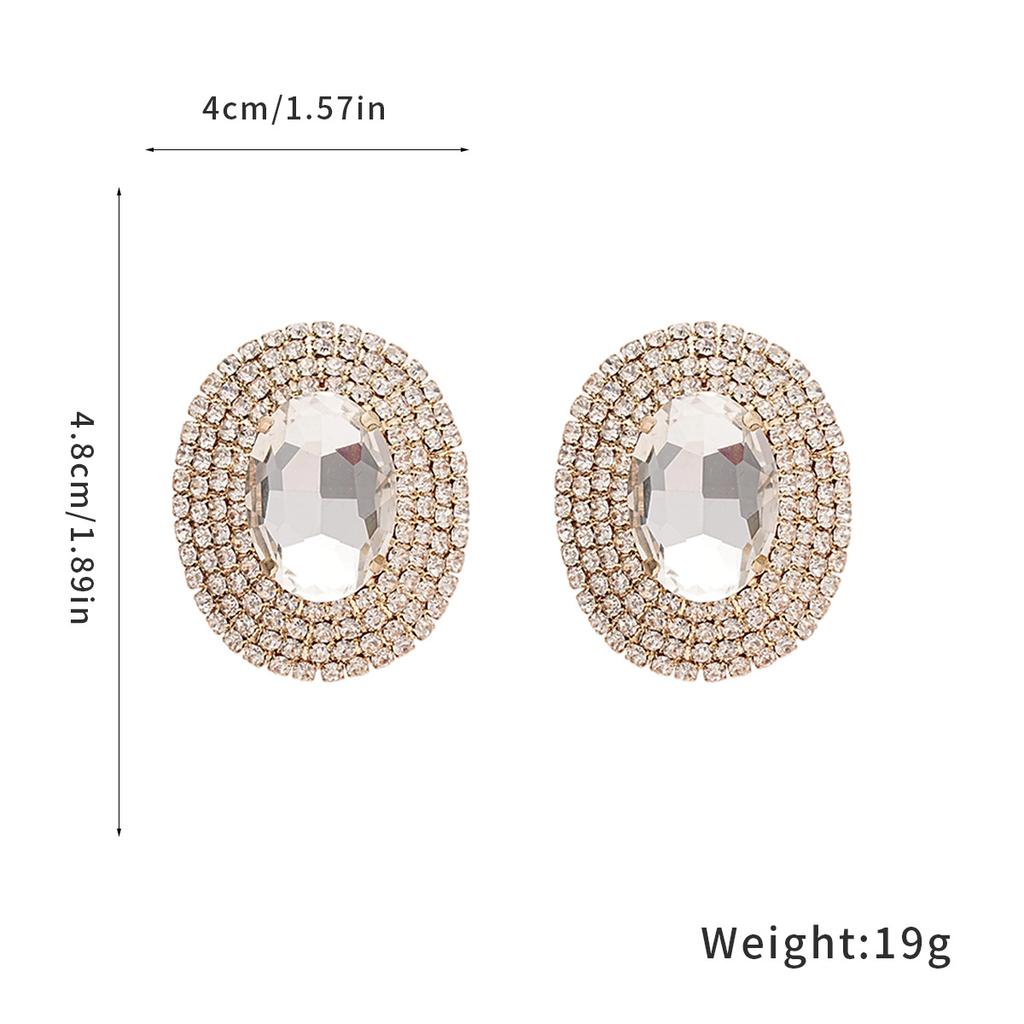 Diamond-set Oval Earrings Light Luxury High-end Stud Earrings Fashion Temperament Earrings