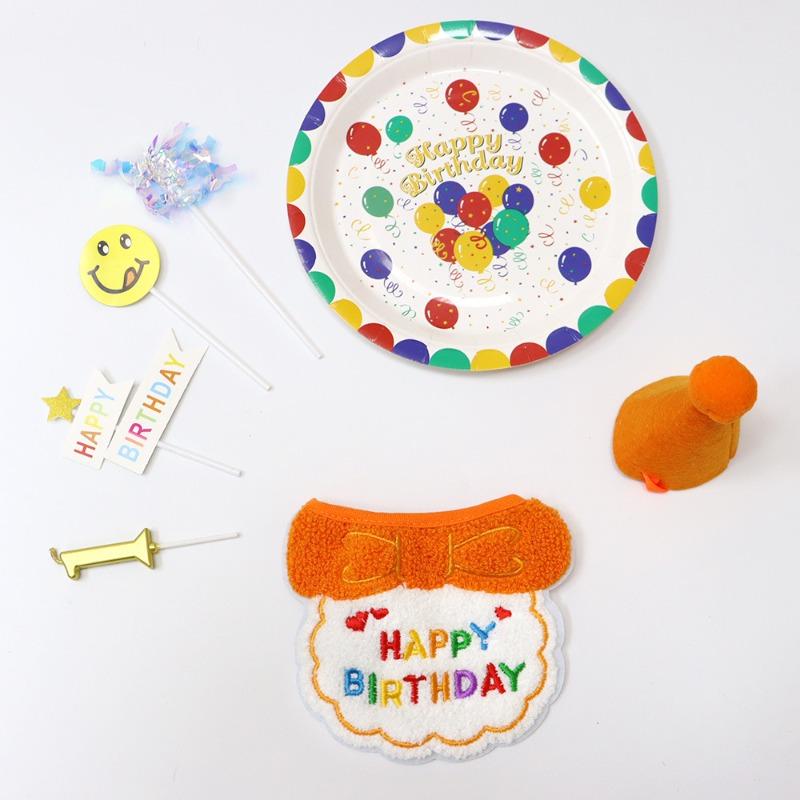 Pet Birthday-themed Hats, Cute Necklaces, Lettered Aprons, Scarves, Candles, Dinner Plates, Accessories and Decorative Items.