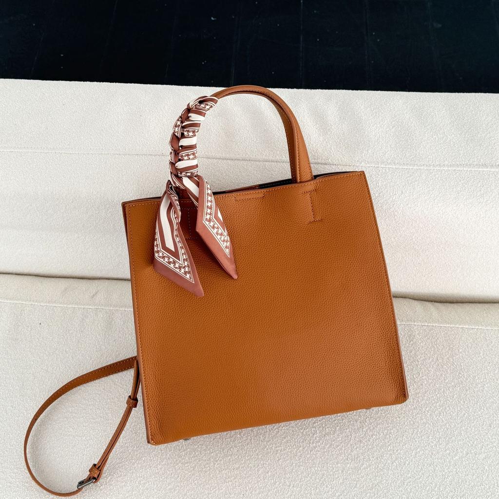 Cowhide Women's Bags, Niche Fashion, Generous and Practical Vertical Square Bags, Shopping Bags, Oblique Shoulder Bags.