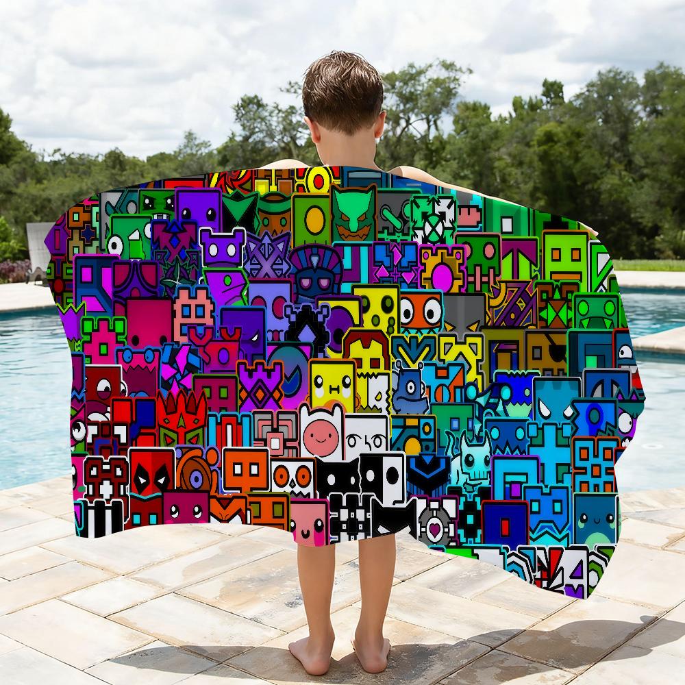 Spil Geometry Dash Håndklæde Hurtigttørrende Strandhåndklæder Er Velegnede Til Svømmebassiner Camping Yoga Og Fitnesscentret