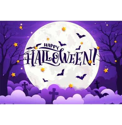 1pc Horro Halloween Party Backdrop Night Moon Gothic Castle Pumpkin Bats Banner for Halloween Themed Party Background Decoration