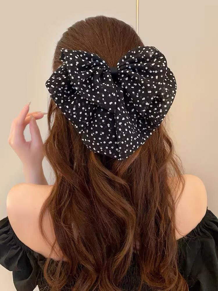 Handmade Chiffon Floral Bow Ponytail Clip for Voluminous Hair