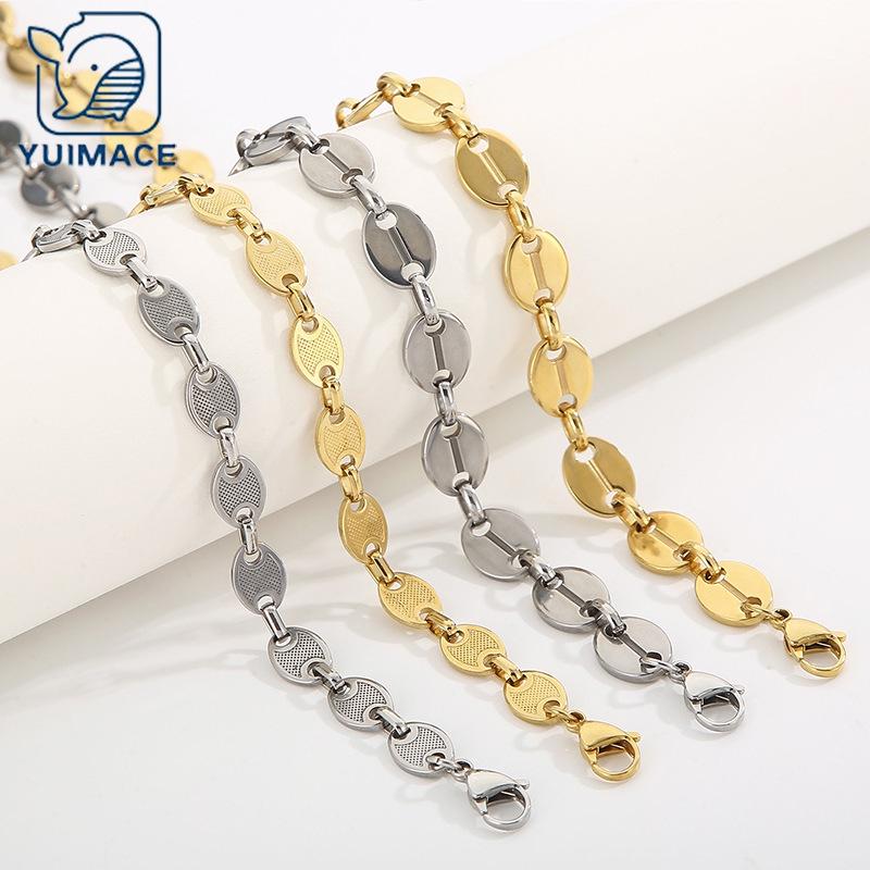 

18k Gold Titanium Steel Coffee Bean Necklace - Minimalist, High-End, Versatile Fashion 45 cm