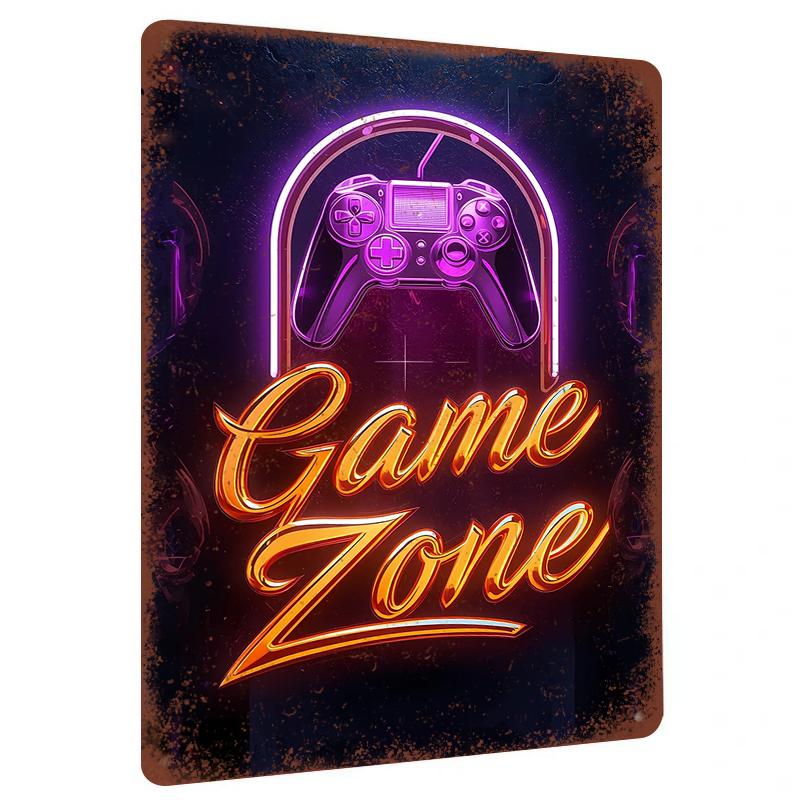 

Neon Game Controller Metal Wall Art Gaming Theme Decor for Living Room Bedroom Bar Creative Hanging 20x30cm（7.8x11.8inch）