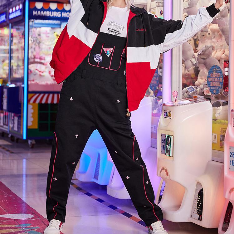 Li Ning X QQ Dance Collaboration Loose Fit Woven Overalls Women Overalls Standard-Black AKXQ564-1